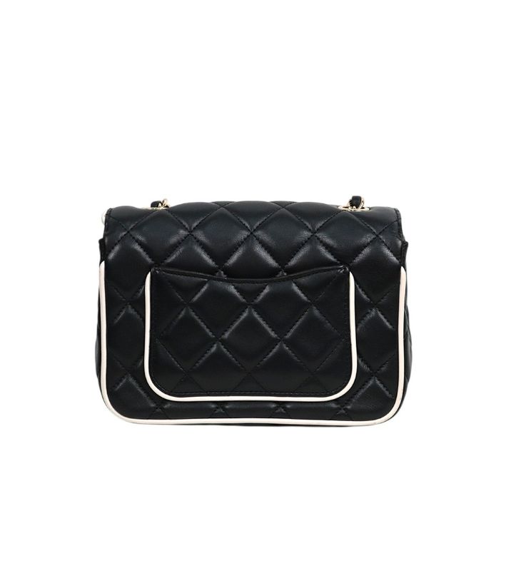 Chanel Two-Tone Lambskin Quilted CC Flap Shoulder Bag with Built-in Chip