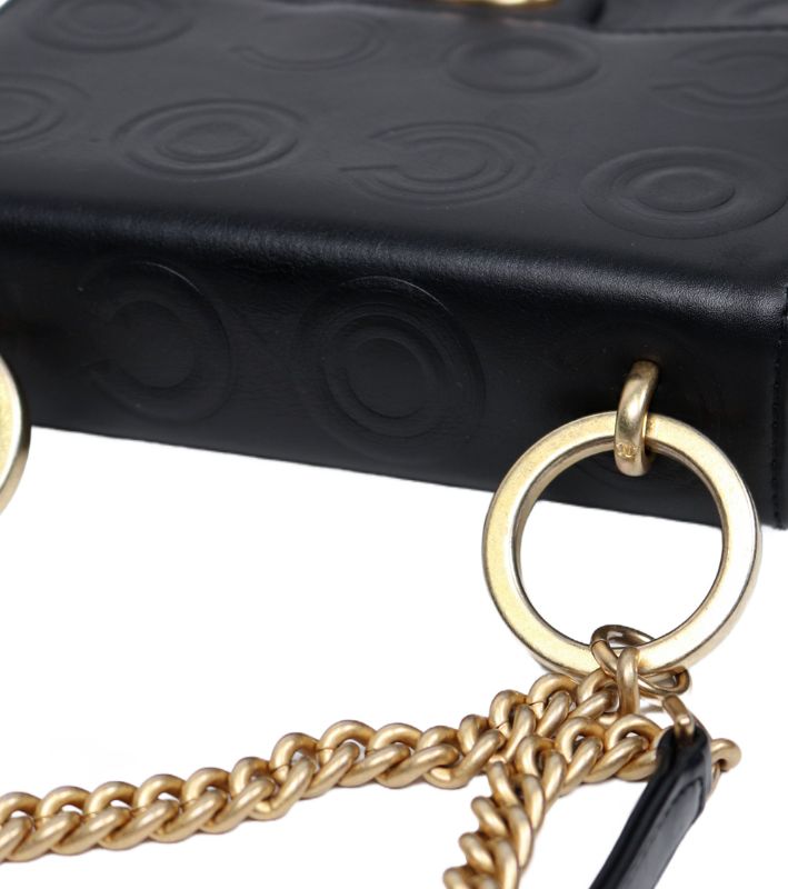 Chanel Black CC Embossed Chain Shoulder Bag