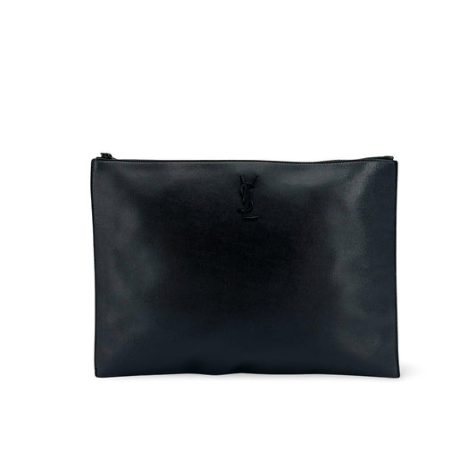 Saint Laurent Monogram Document Holder Clutch Black
