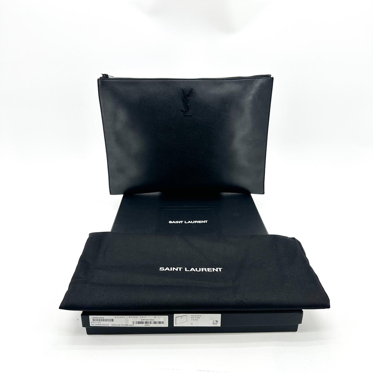 Saint Laurent Monogram Document Holder Clutch Black