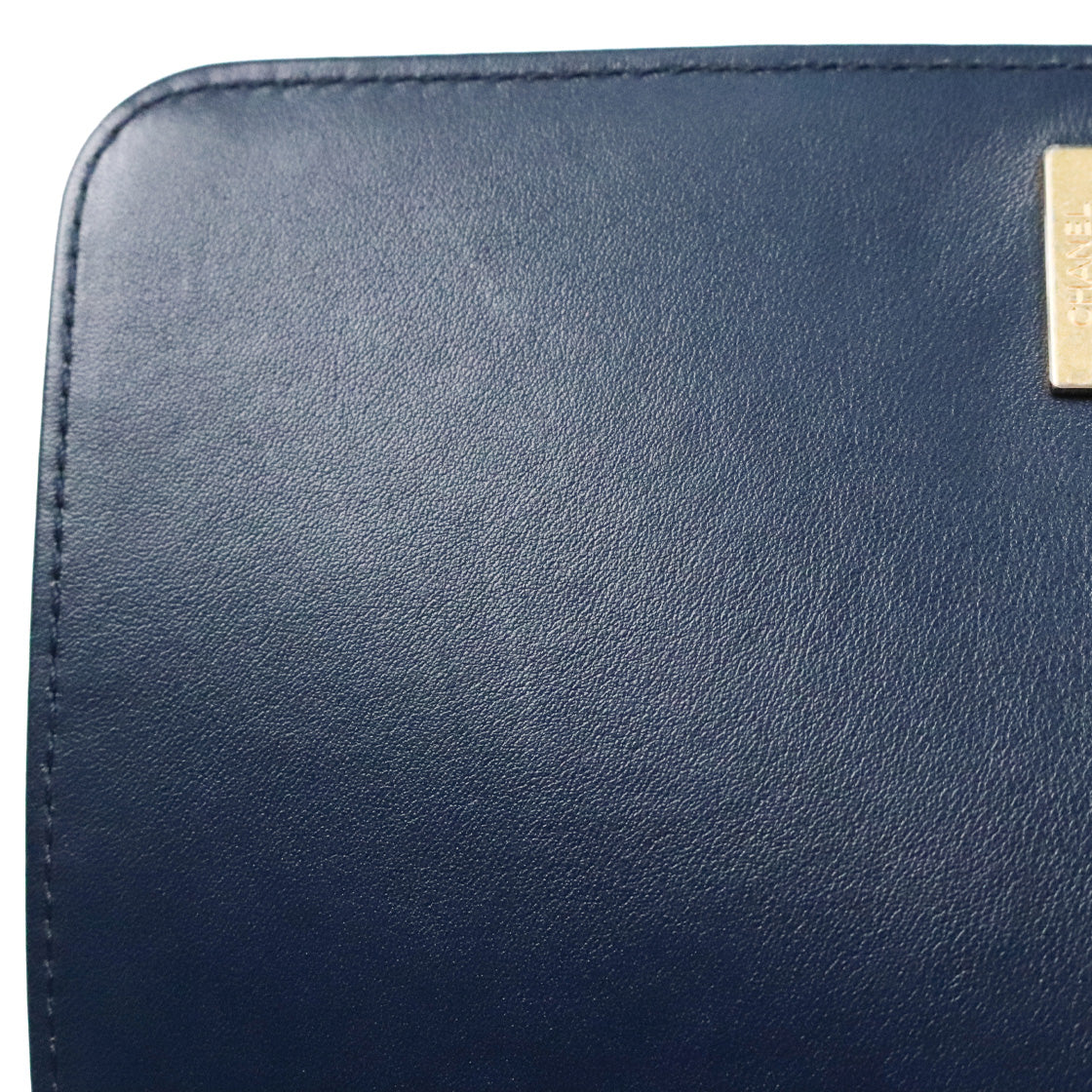 Chanel Navy Quilted CC Flap Chain Shoulder Bag with Built-in Chip