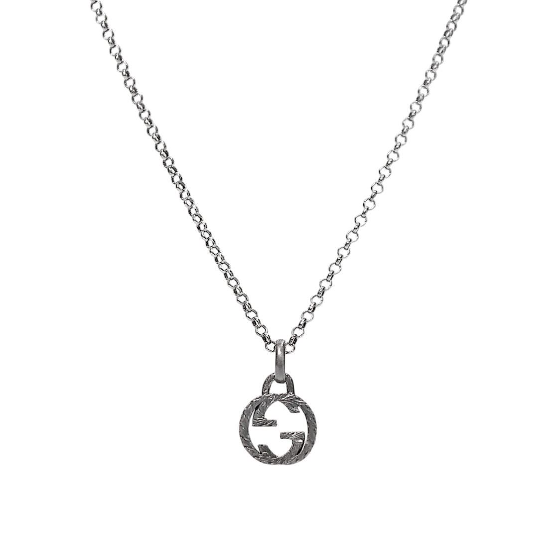 Gucci Black Interlocking G Silver Necklace