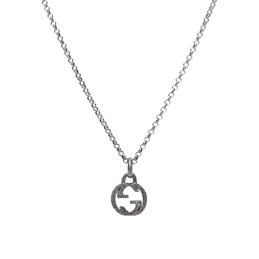 Gucci Black Interlocking G Silver Necklace