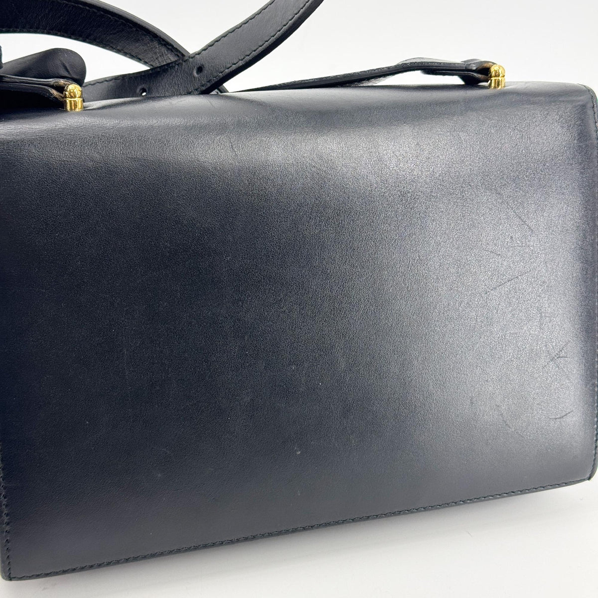 Gucci Vintage Horsebit Interlocking G Leather Crossbody Bag Black