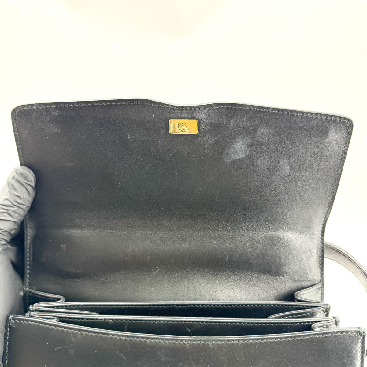 Gucci Vintage Horsebit Interlocking G Leather Crossbody Bag Black