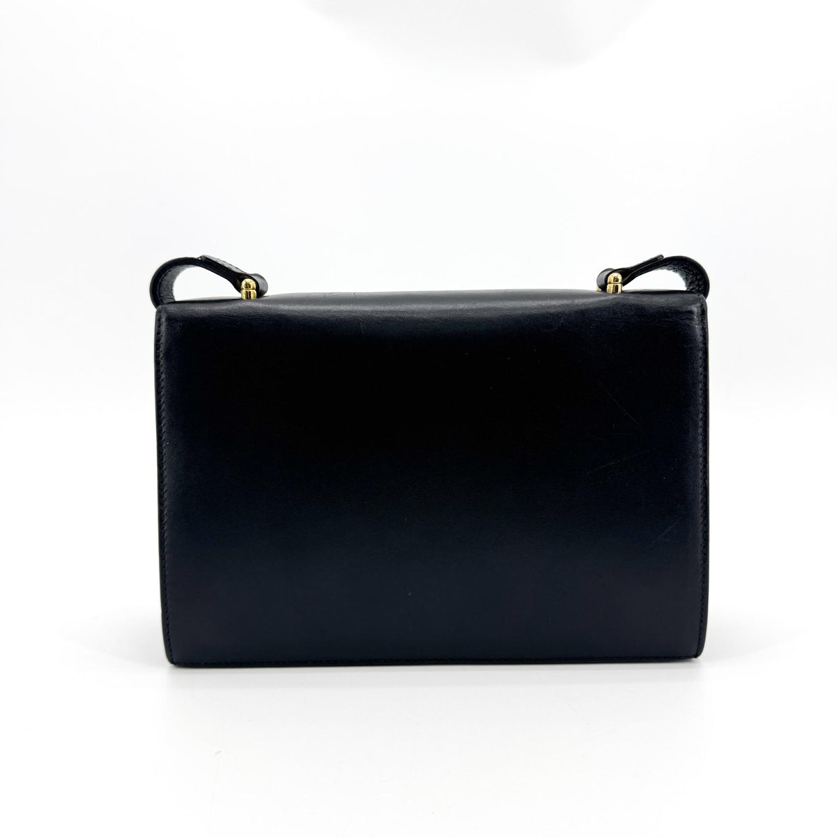 Gucci Vintage Horsebit Interlocking G Leather Crossbody Bag Black