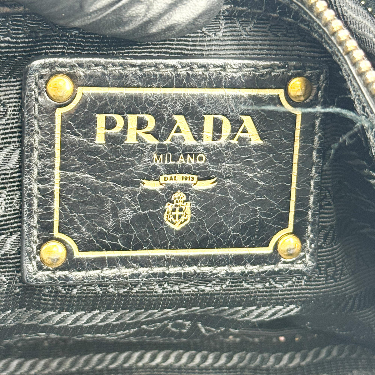 Prada Vitello Shine Tote Bag Black Gold Hardware