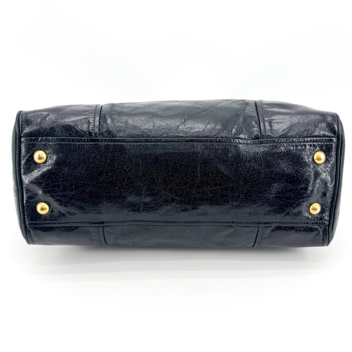 Prada Vitello Shine Tote Bag Black Gold Hardware