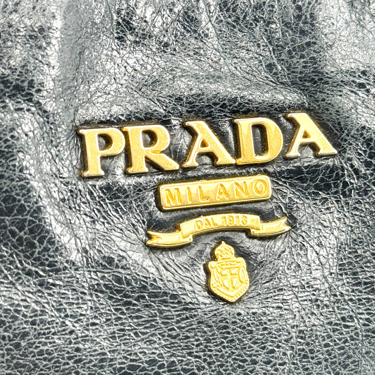 Prada Vitello Shine Tote Bag Black Gold Hardware