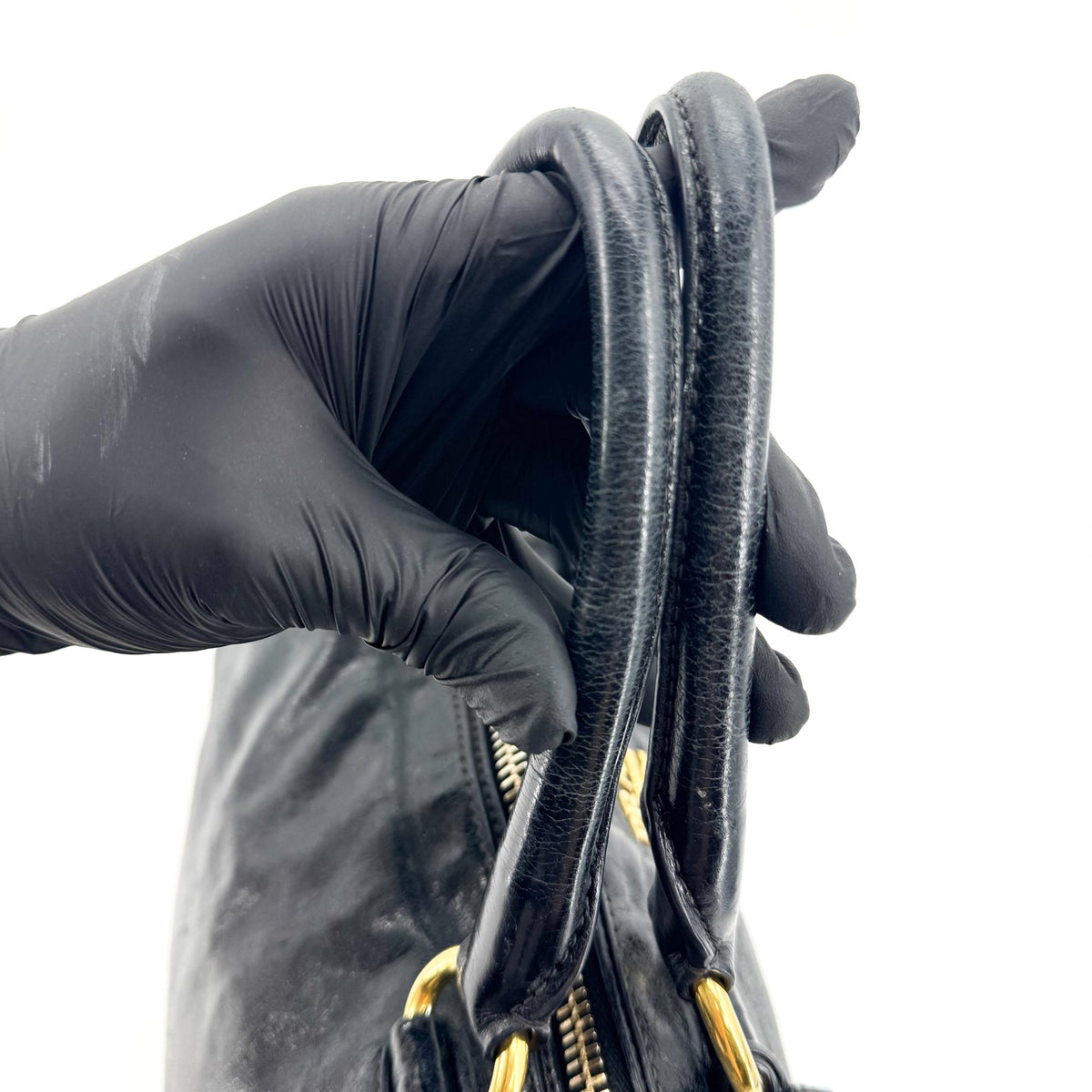 Prada Vitello Shine Tote Bag Black Gold Hardware