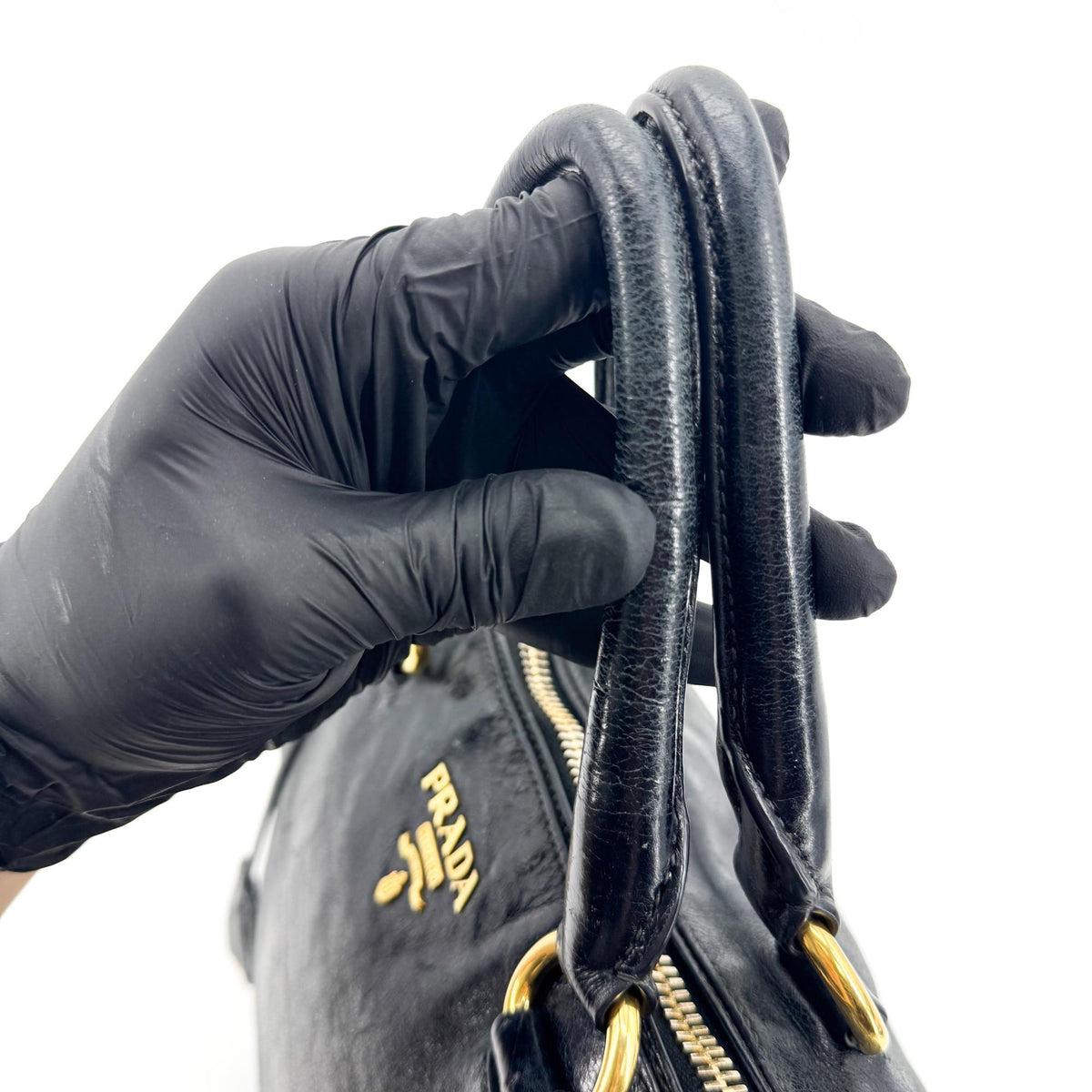 Prada Vitello Shine Tote Bag Black Gold Hardware