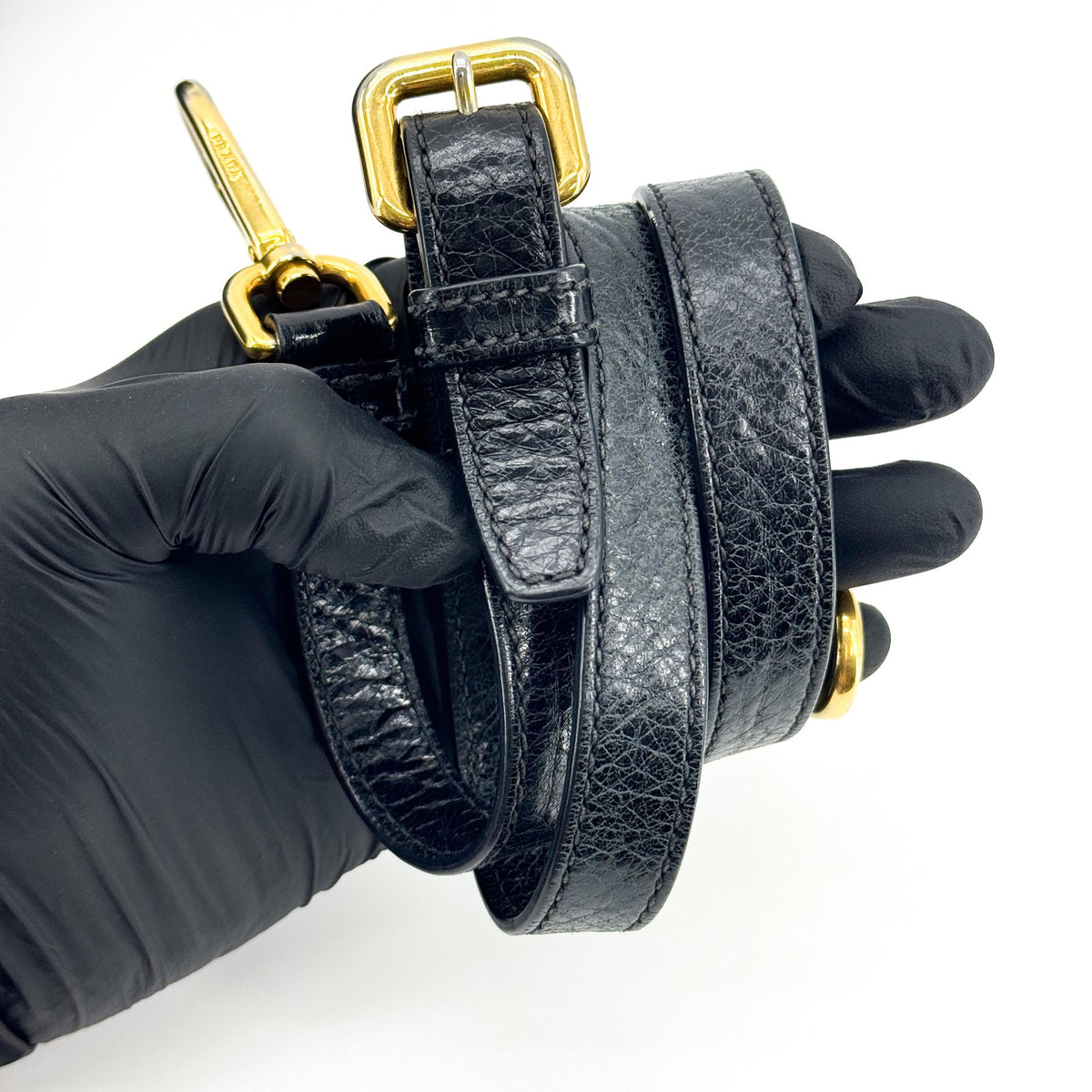 Prada Vitello Shine Tote Bag Black Gold Hardware