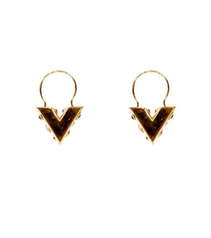 Louis Vuitton Essential V Colorstone Earrings in Gold