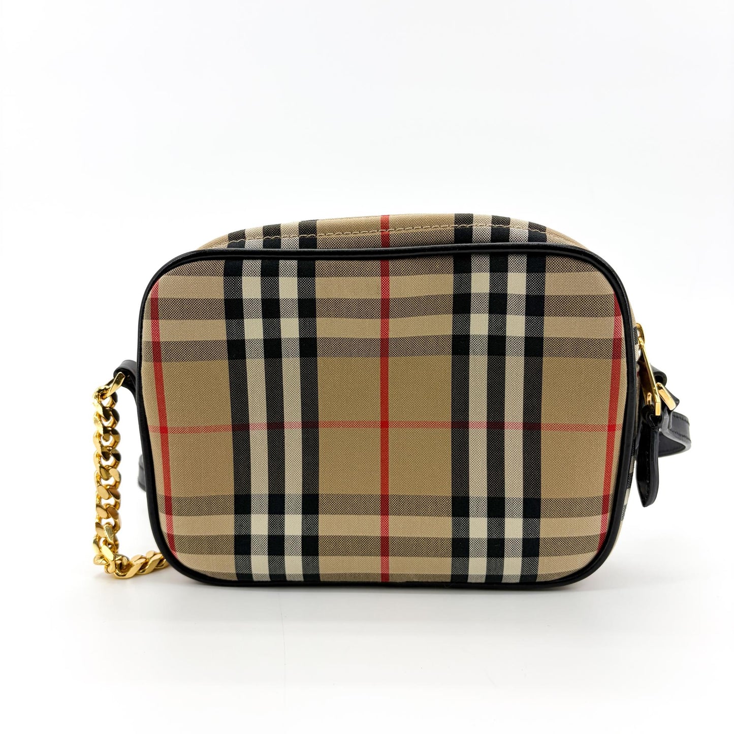 Burberry Vintage Check Leather Camera Bag Archive Beige