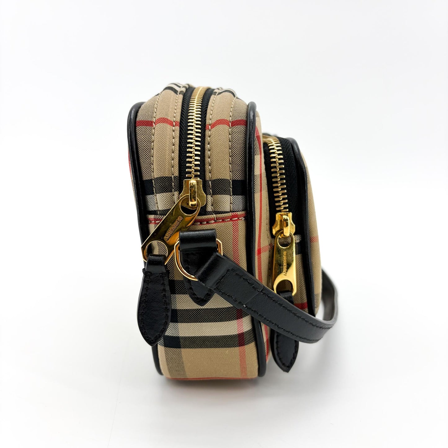Burberry Vintage Check Leather Camera Bag Archive Beige