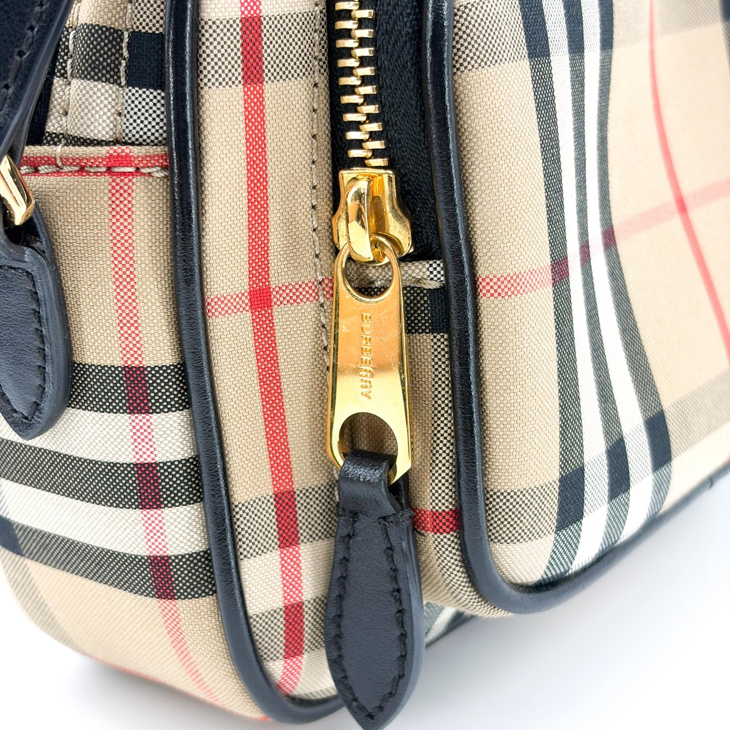 Burberry Vintage Check Leather Camera Bag Archive Beige