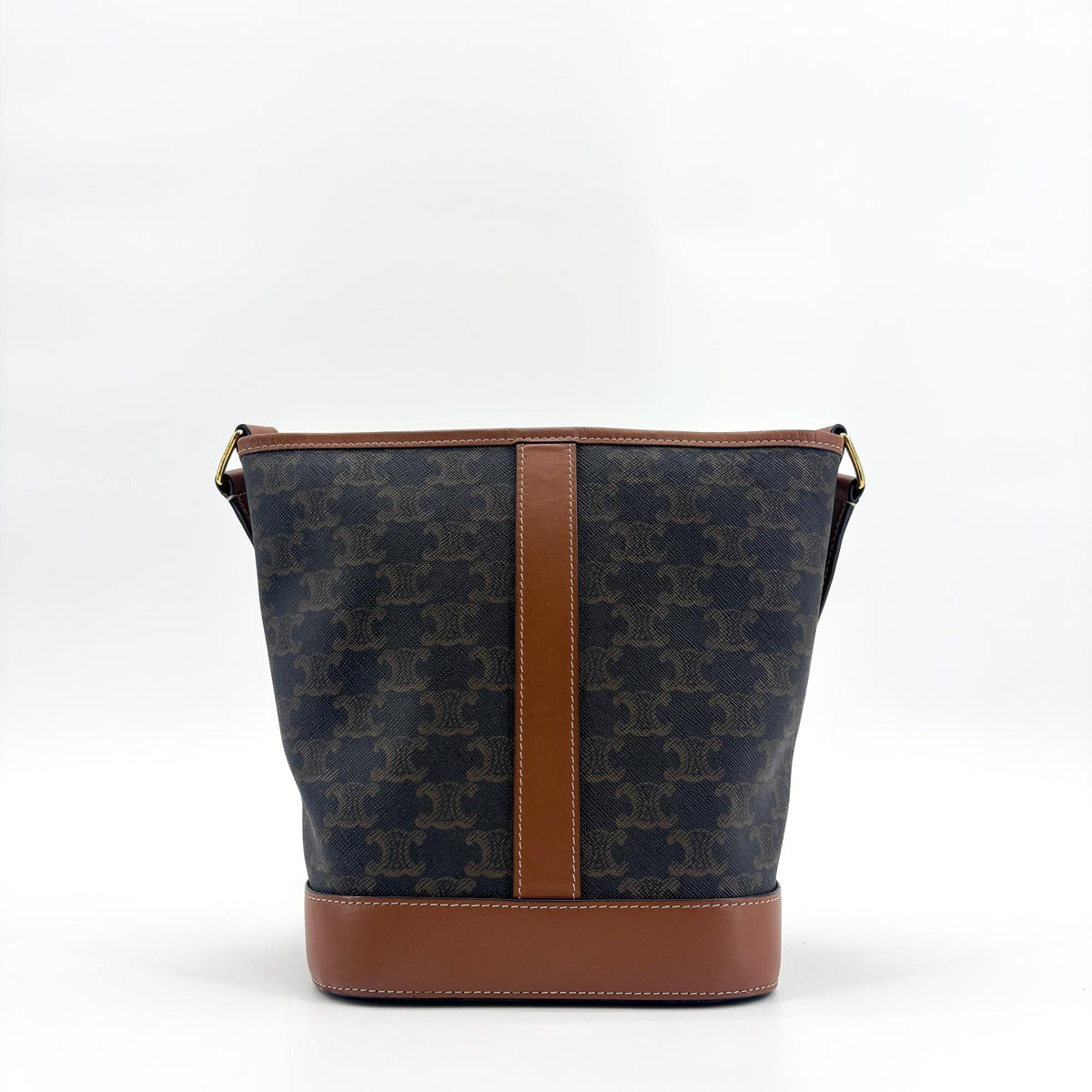 Celine Triomphe Canvas Small Bucket Bag Tan