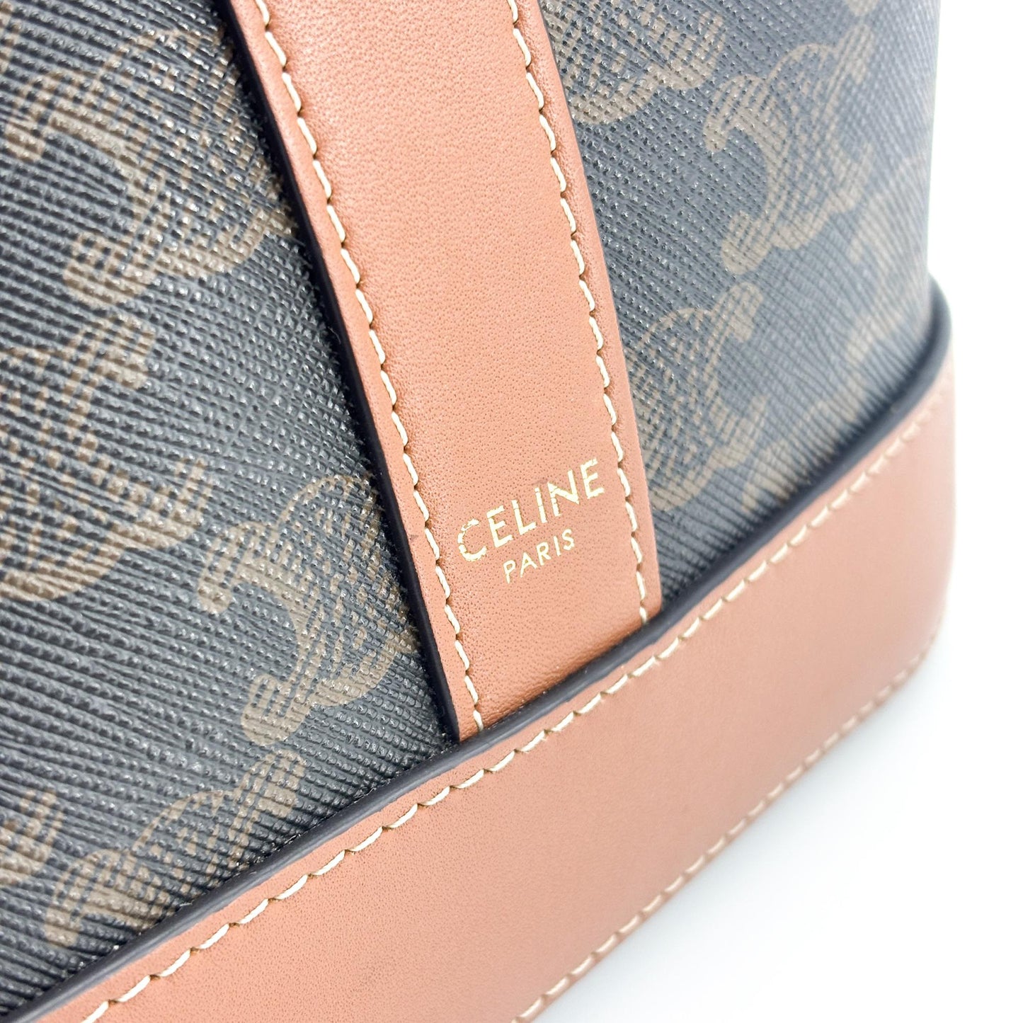 Celine Triomphe Canvas Small Bucket Bag Tan