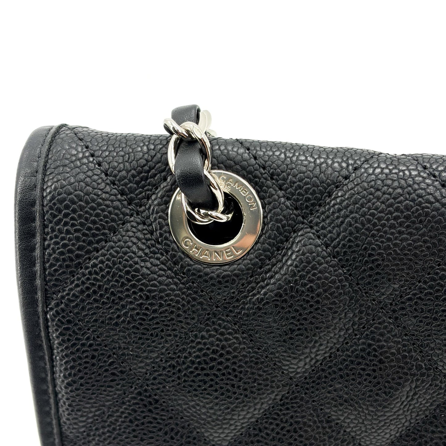 Chanel CC Day Caviar Flap Bag Black Silver Hardware