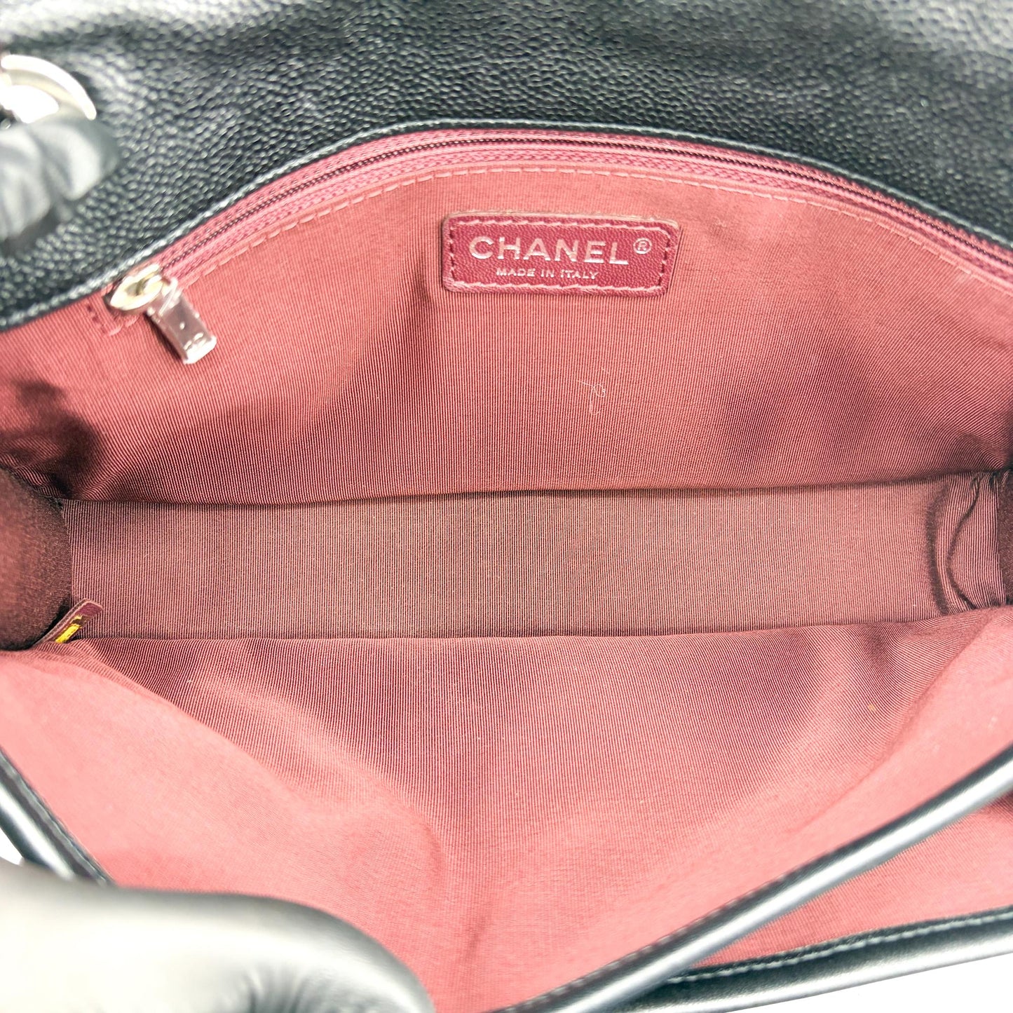 Chanel CC Day Caviar Flap Bag Black Silver Hardware