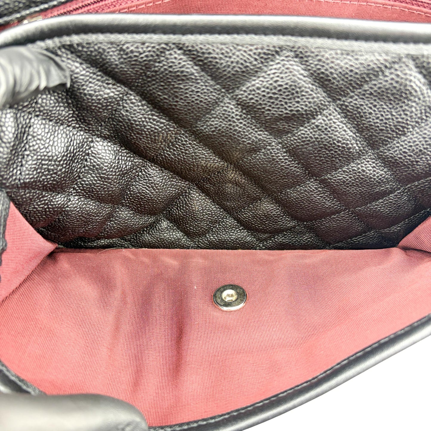 Chanel CC Day Caviar Flap Bag Black Silver Hardware