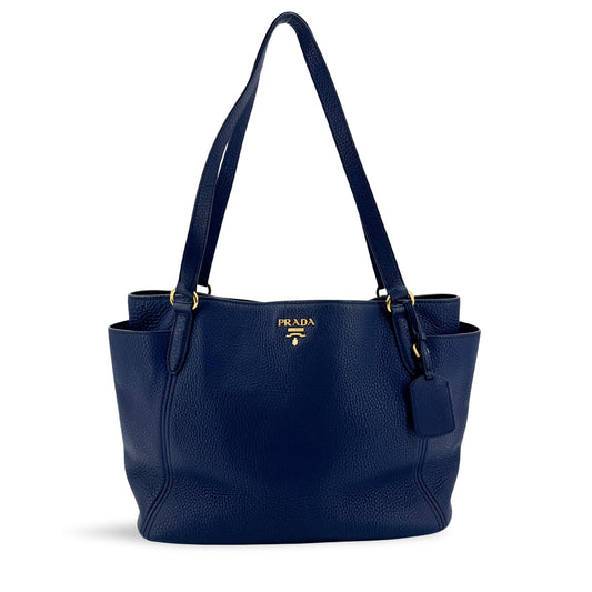 Prada Vitello Daino Shoulder Bag Blue