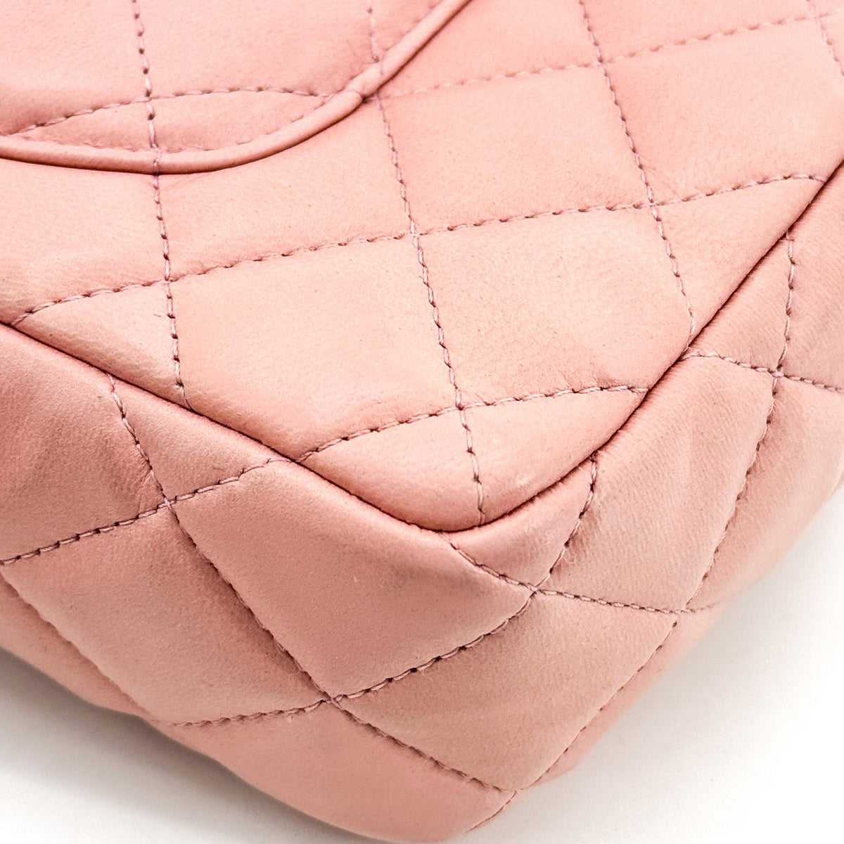 Chanel Classic East West Flap Bag Lambskin Silver Hardware Pink