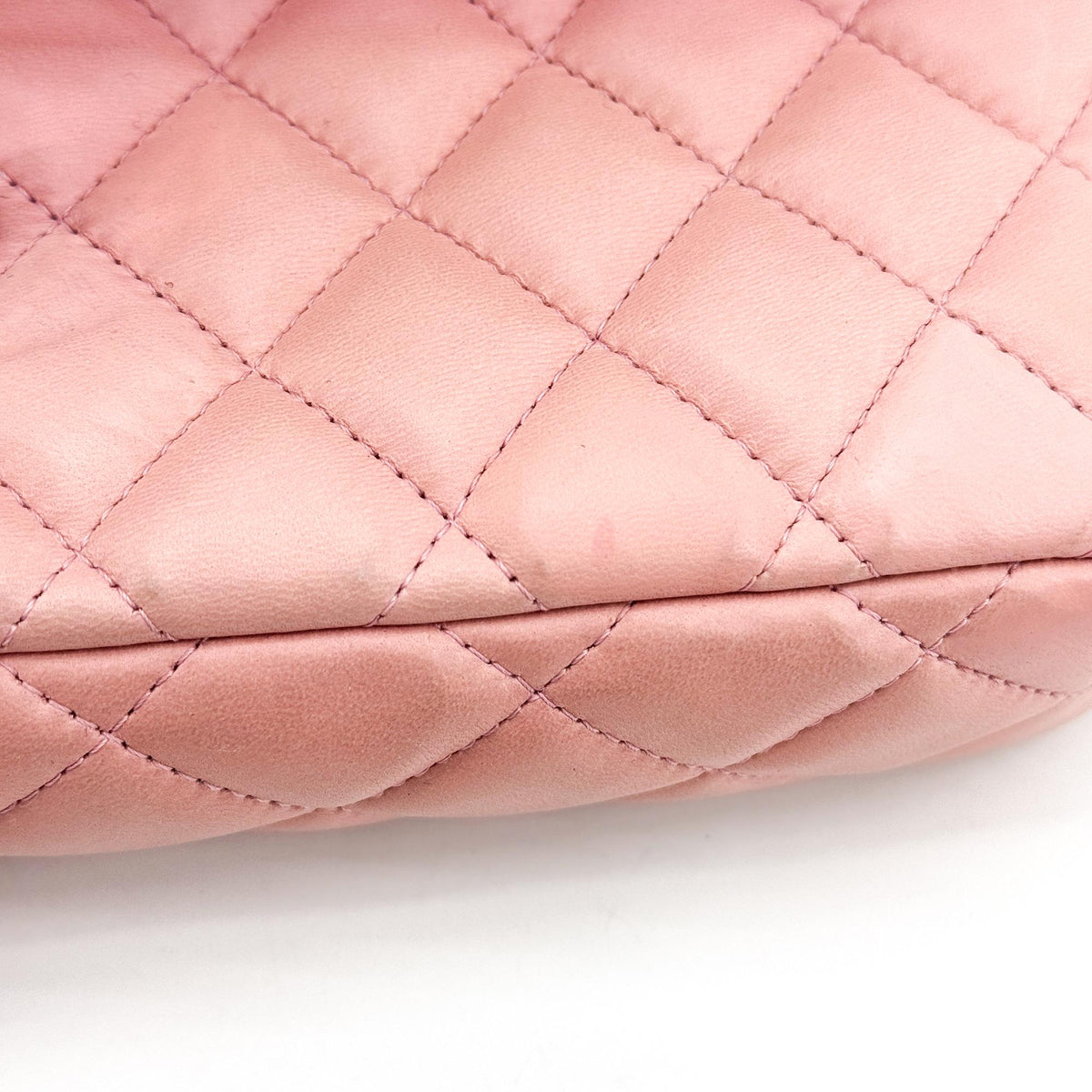 Chanel Classic East West Flap Bag Lambskin Silver Hardware Pink