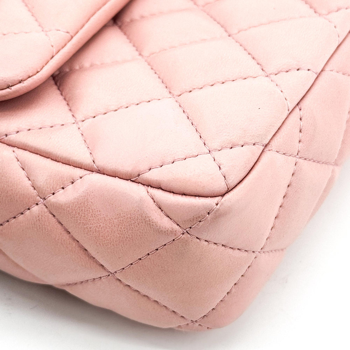 Chanel Classic East West Flap Bag Lambskin Silver Hardware Pink