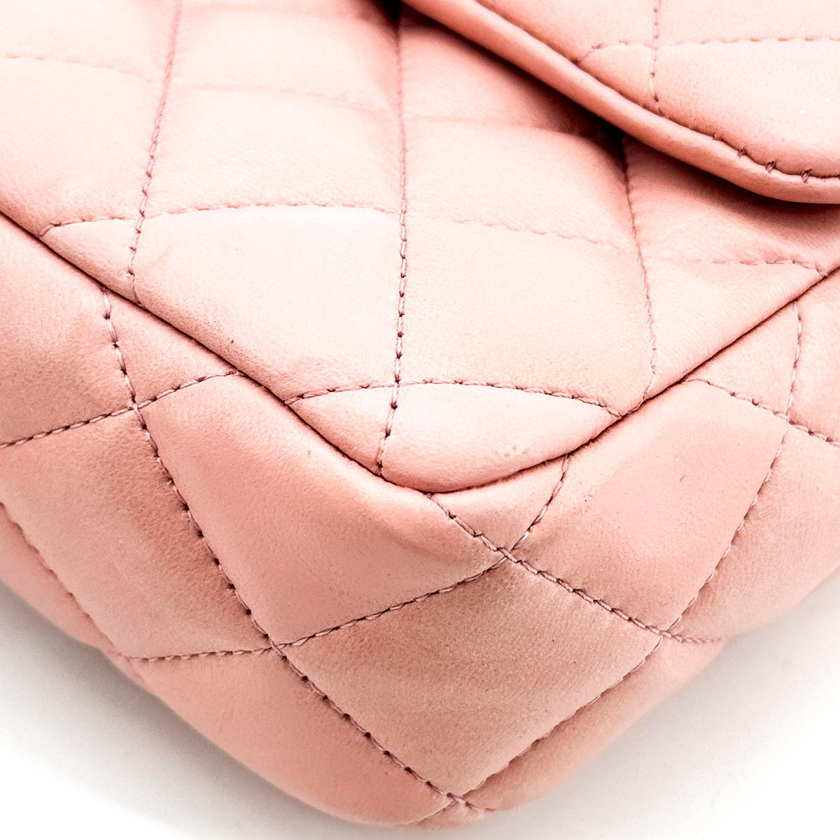 Chanel Classic East West Flap Bag Lambskin Silver Hardware Pink