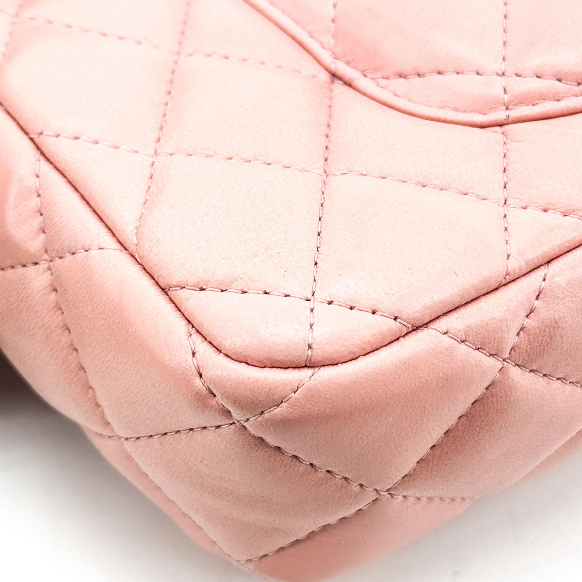 Chanel Classic East West Flap Bag Lambskin Silver Hardware Pink