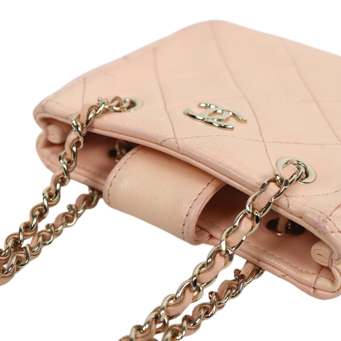 Chanel Pink Lambskin Quilted CC Mini Crossbody Bag