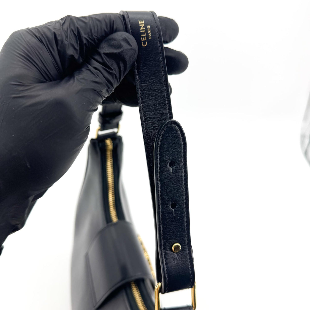 Celine Ava Triomphe Bag Shiny Calfskin Black