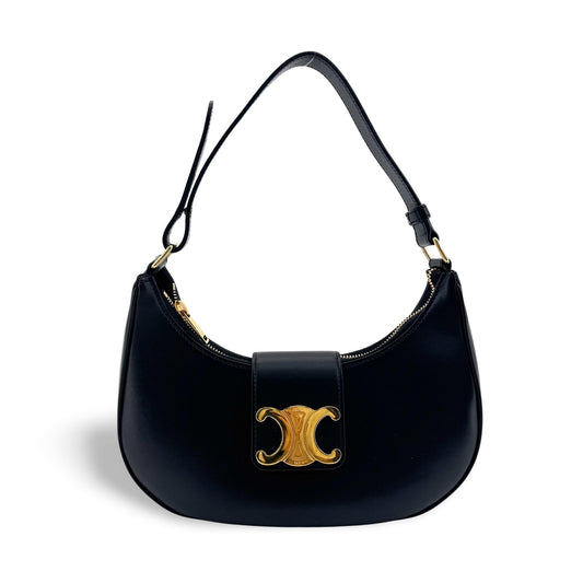 Celine Ava Triomphe Bag Shiny Calfskin Black