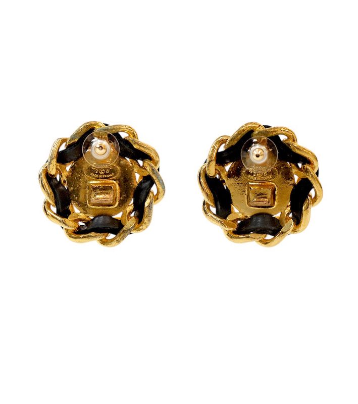 Chanel Round CC Gold Earrings