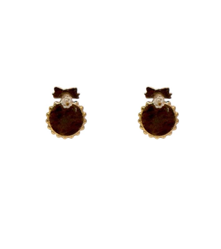 Chanel Ribbon CC Gold Earrings