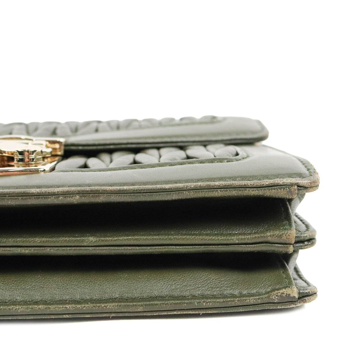 Miu Miu Khaki Materasse Chain Shoulder Bag