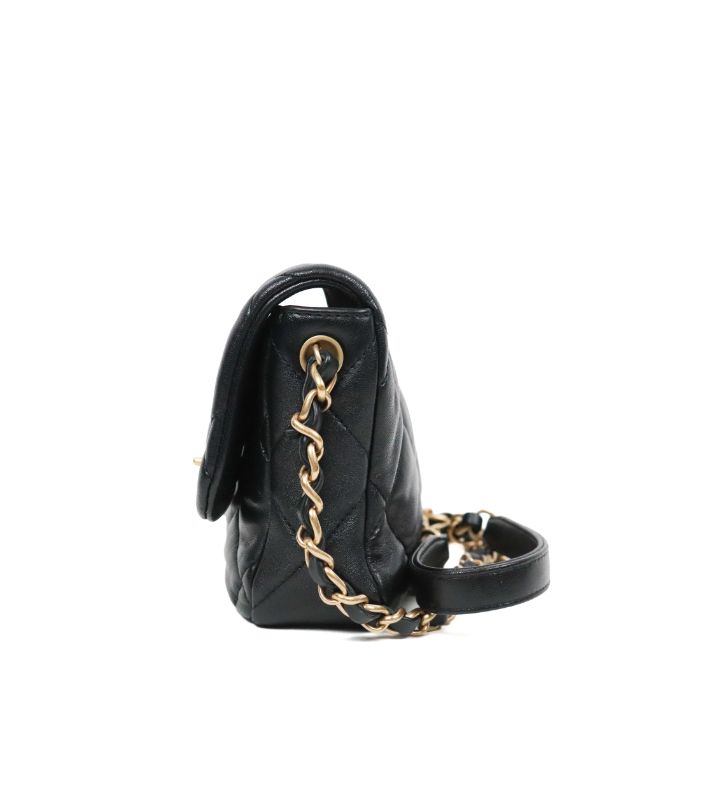 Chanel Black Lambskin Heart Turn-Lock Flap Shoulder Bag