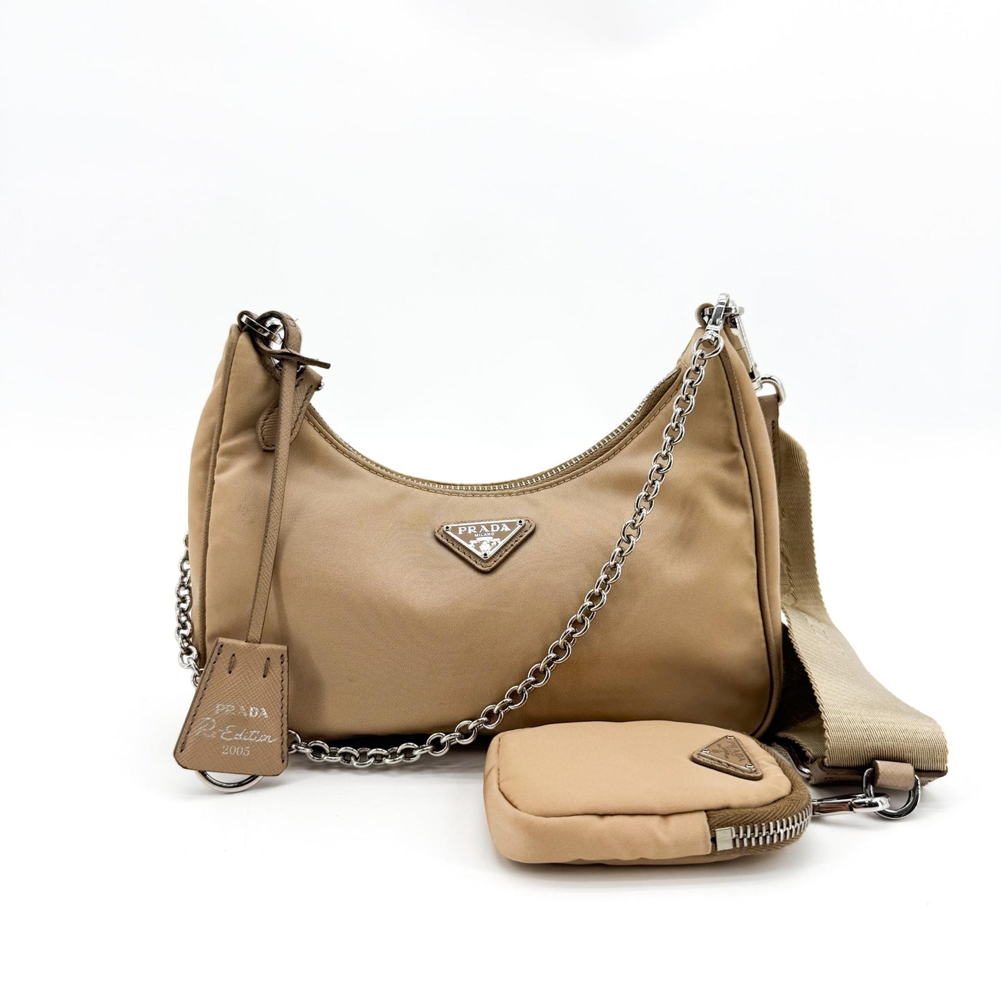 Prada Re-Edition 2005 Re-Nylon Shoulder Bag Beige