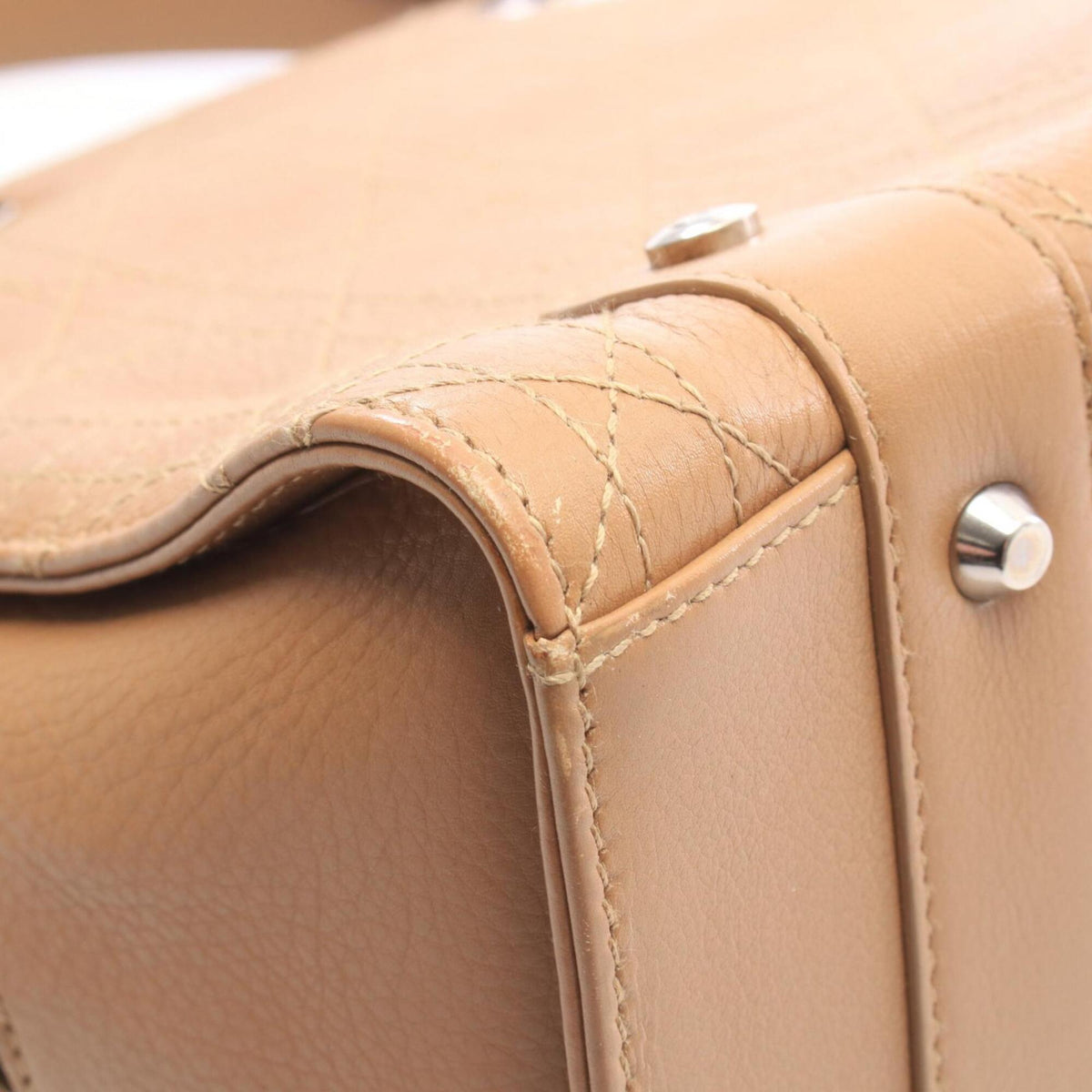 Christian Dior Dior Cannage Beige Calfskin Handbag