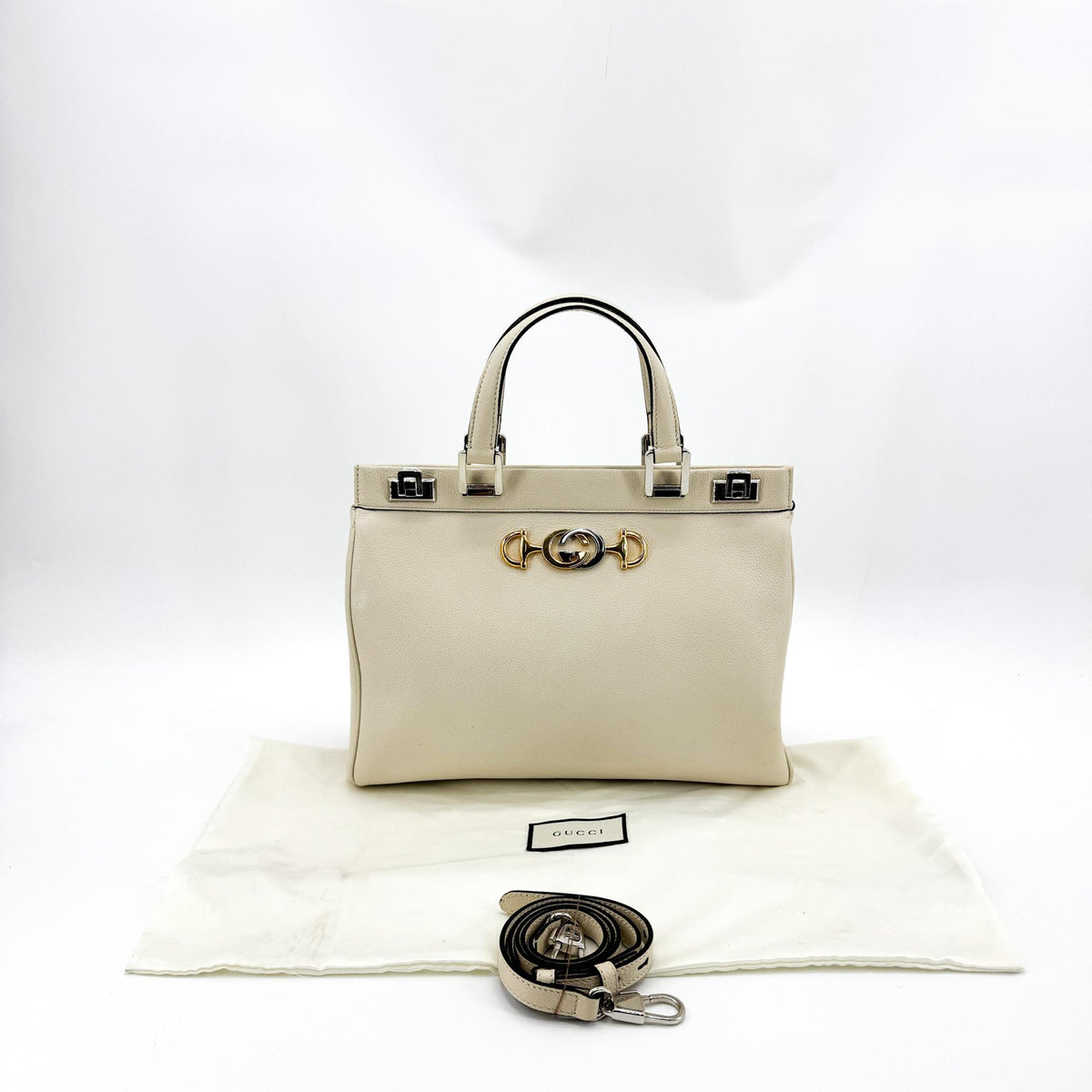 Gucci Zumi Small Top Handle Bag Ecru