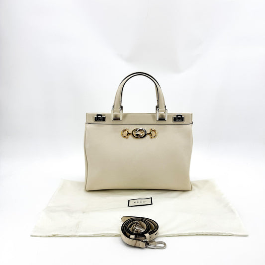 Gucci Zumi Small Top Handle Bag Ecru