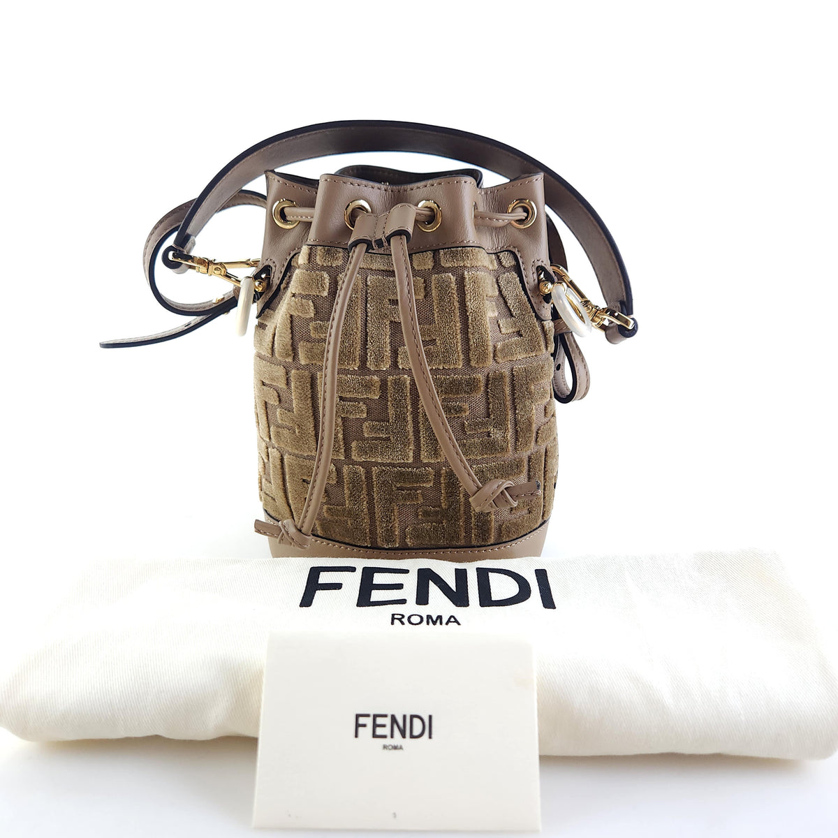 Mini Velvet FF Montrezzo Bucket Bag Tote Bag Crossbody Bag 8BS093