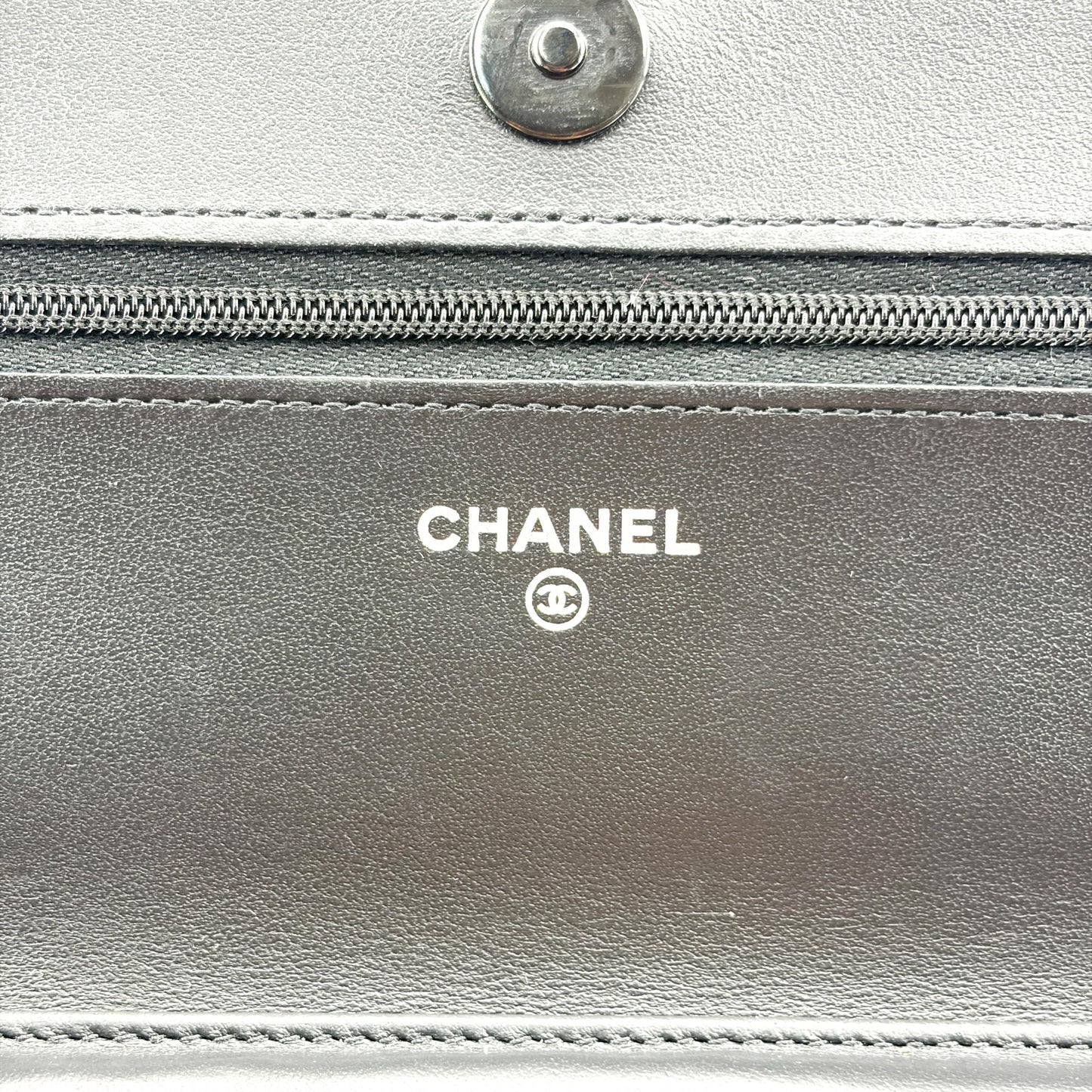 Chanel Quilted Patent Wallet on Chain So Black