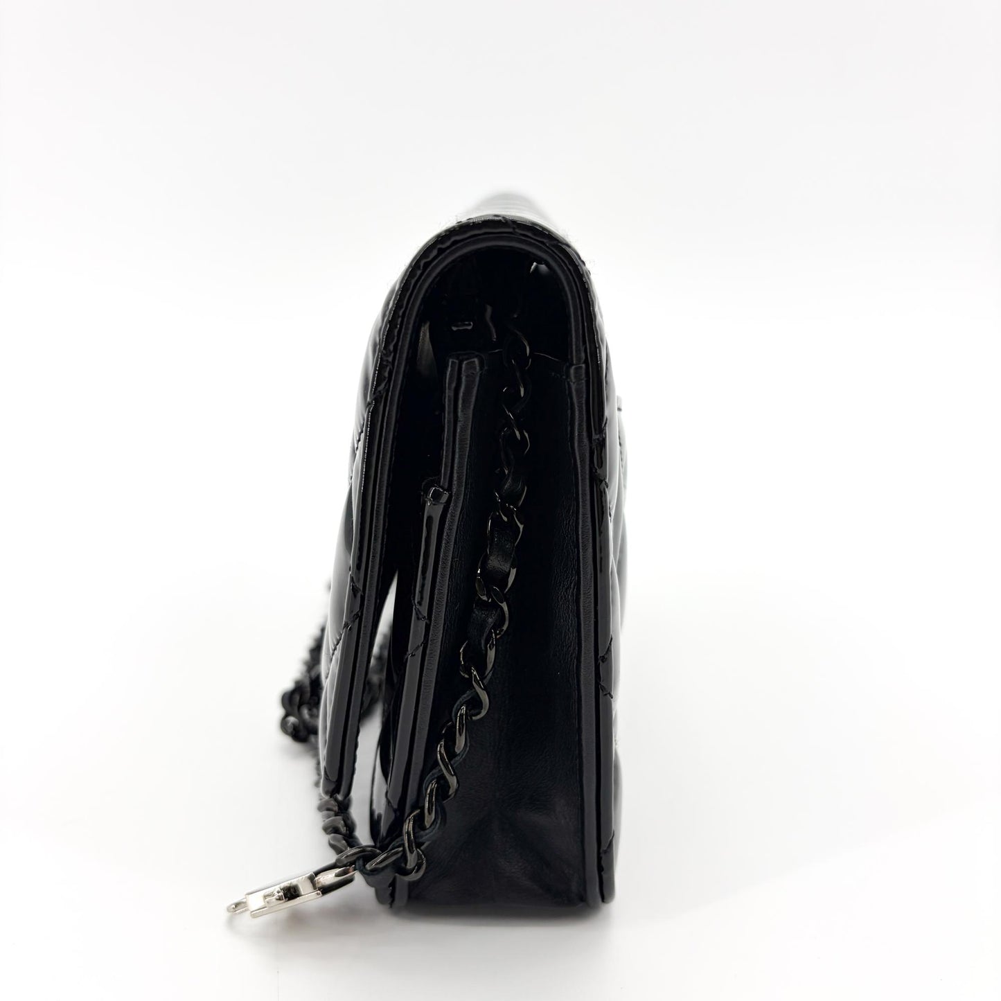 Chanel Quilted Patent Wallet on Chain So Black