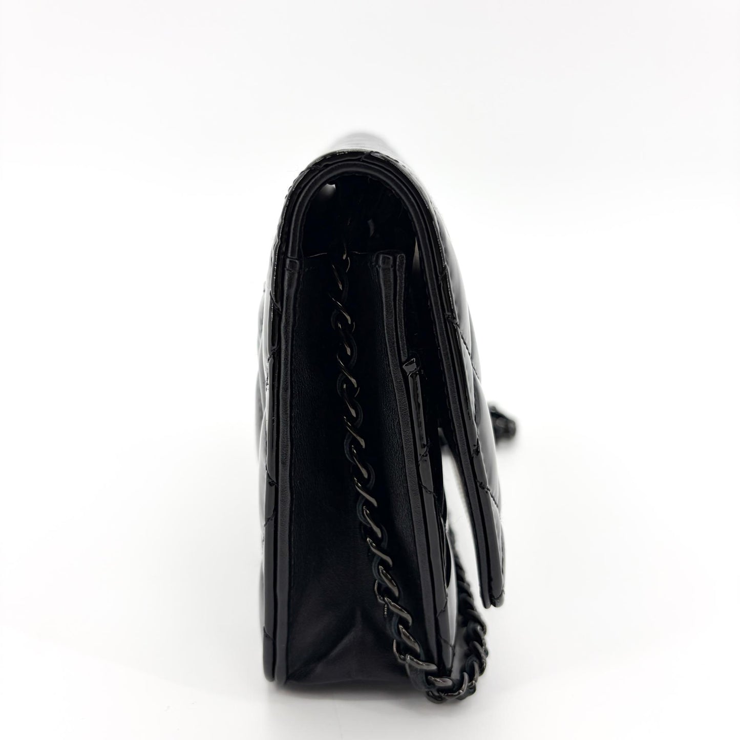 Chanel Quilted Patent Wallet on Chain So Black