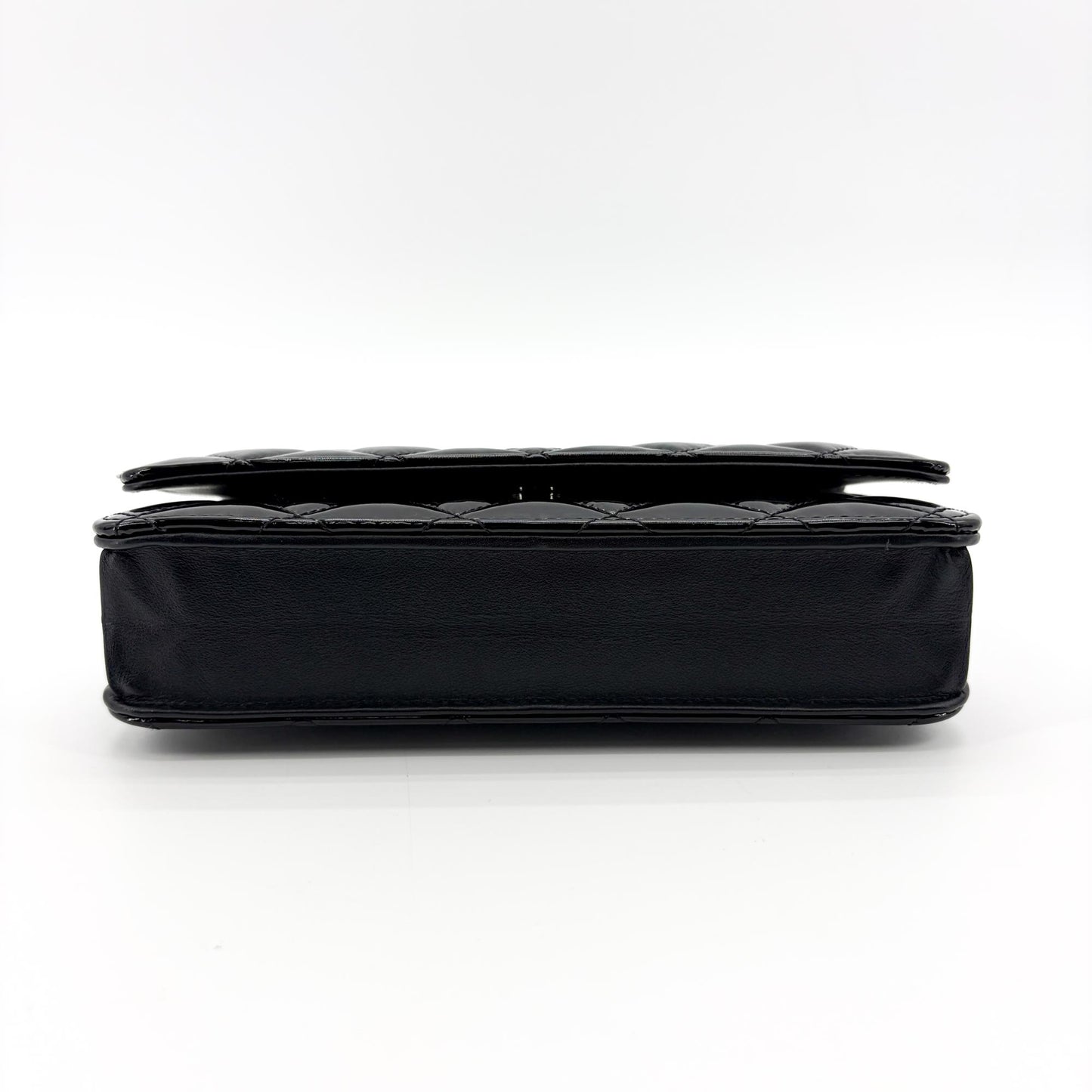 Chanel Quilted Patent Wallet on Chain So Black