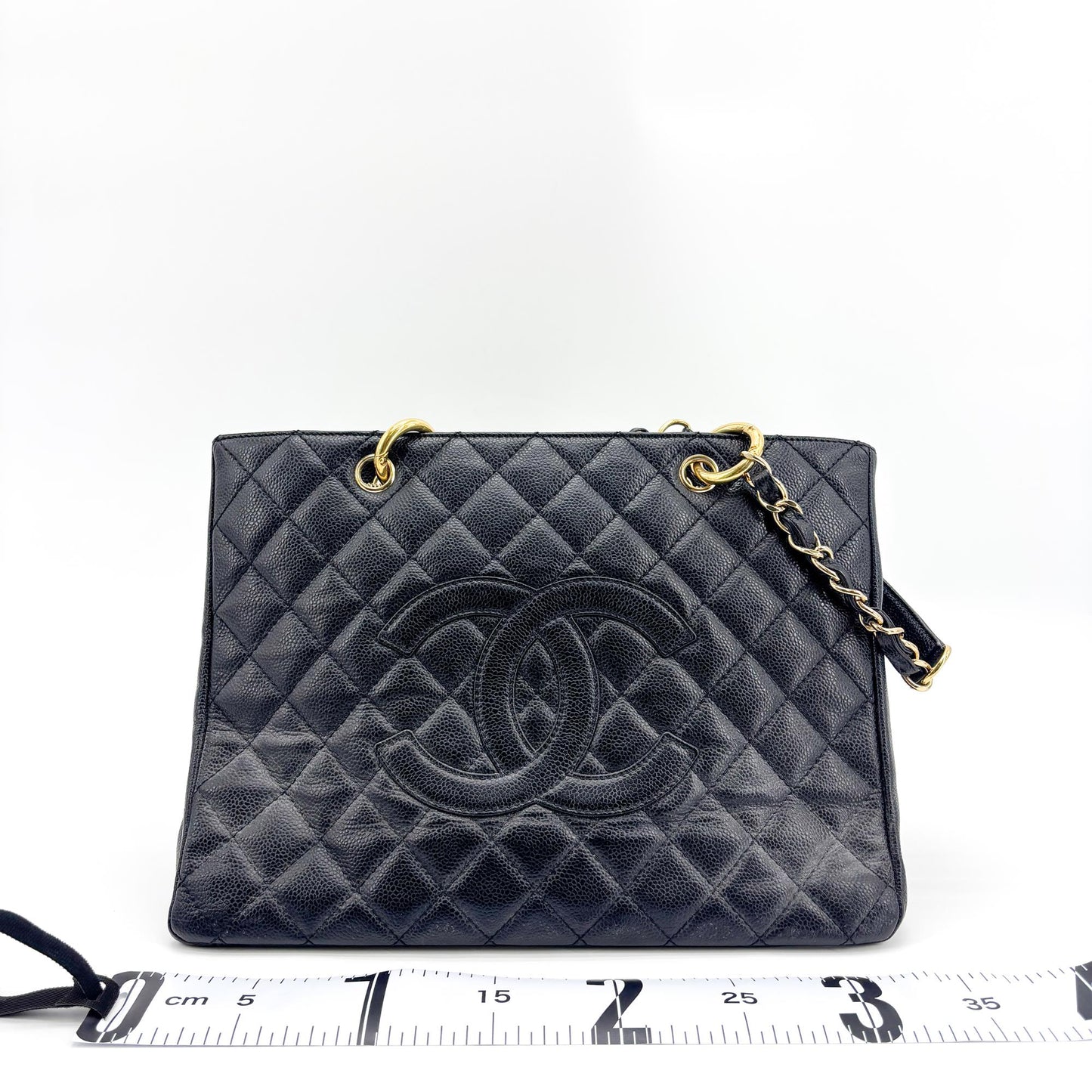 Chanel Caviar Grand Shopping Tote Bag Black Gold Hardware