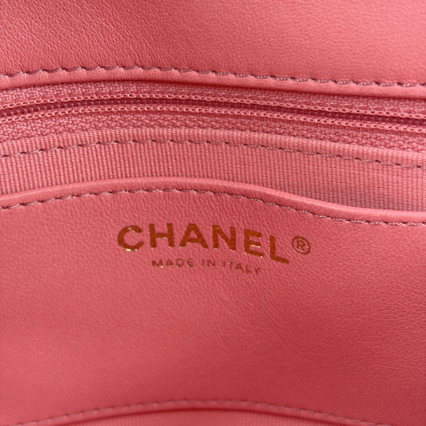 Chanel Pink Quilted Funky Chain Small Flap Bag Gold Metal Internal Chip