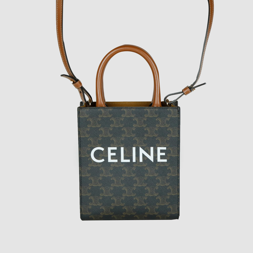 Mini Triomphe Canvas Vertical Cabas Tote Bag Crossbody 194372